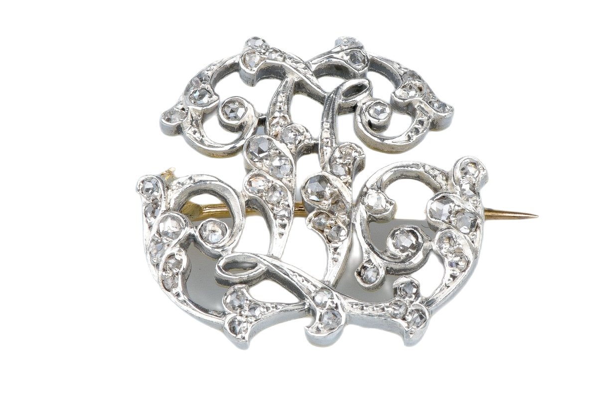 Broches Épingle en or jaune, argent et diamants - Castafiore