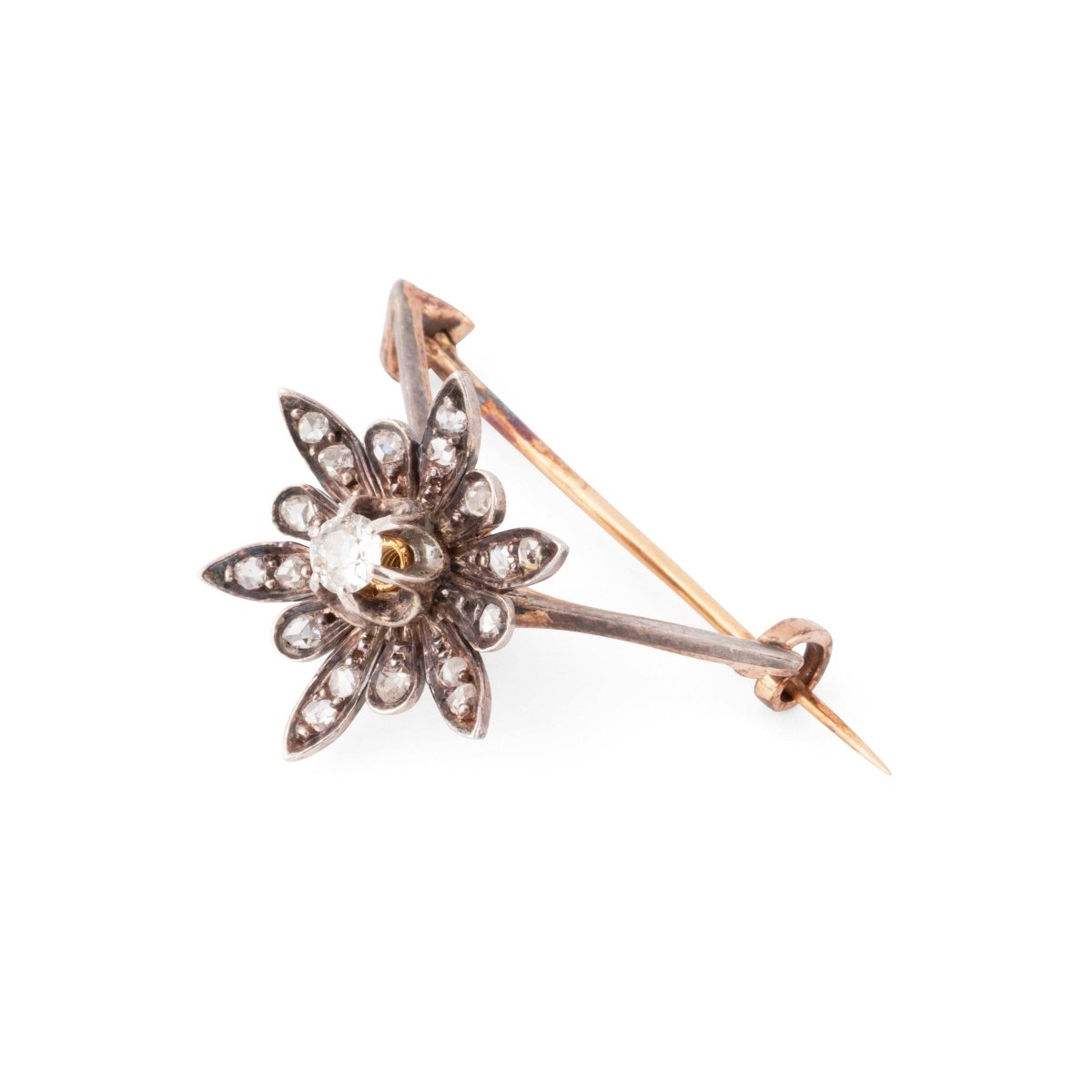 Broches Étoile & Fleur en or jaune, argent et diamants - Castafiore