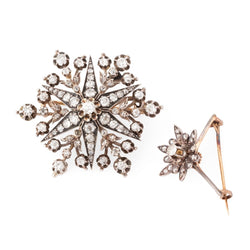 Broches Étoile & Fleur en or jaune, argent et diamants - Castafiore