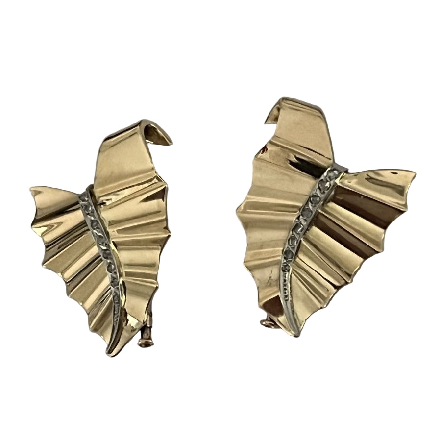 Broches Feuilles en or rose et diamants - Castafiore