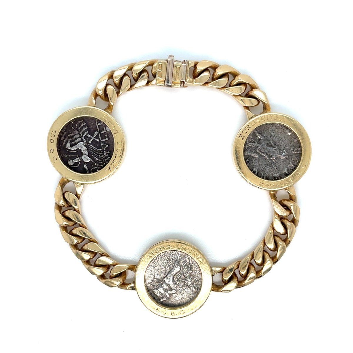 Bulgari 18K Gold “Monete” Bracelet with Ancient Roman and Etruscan Silver Coins – Signed, Circa 1980s - Castafiore