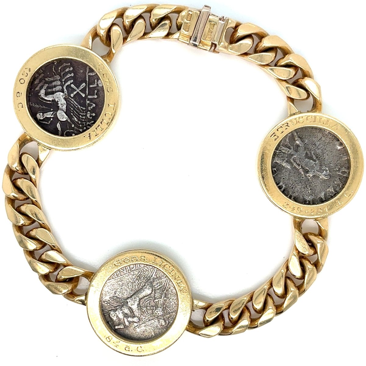Bulgari 18K Gold “Monete” Bracelet with Ancient Roman and Etruscan Silver Coins – Signed, Circa 1980s - Castafiore
