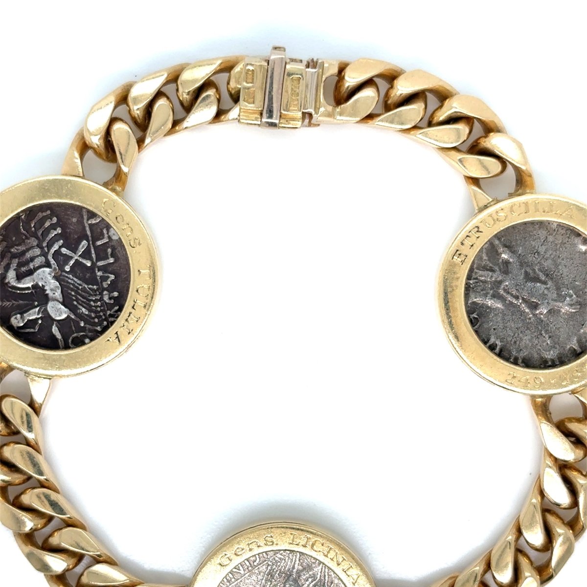 Bulgari 18K Gold “Monete” Bracelet with Ancient Roman and Etruscan Silver Coins – Signed, Circa 1980s - Castafiore