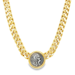 Bulgari 18K Gold “Monete” Necklace with Ancient Roman Silver Coin – Signed, Circa 1980 - Castafiore