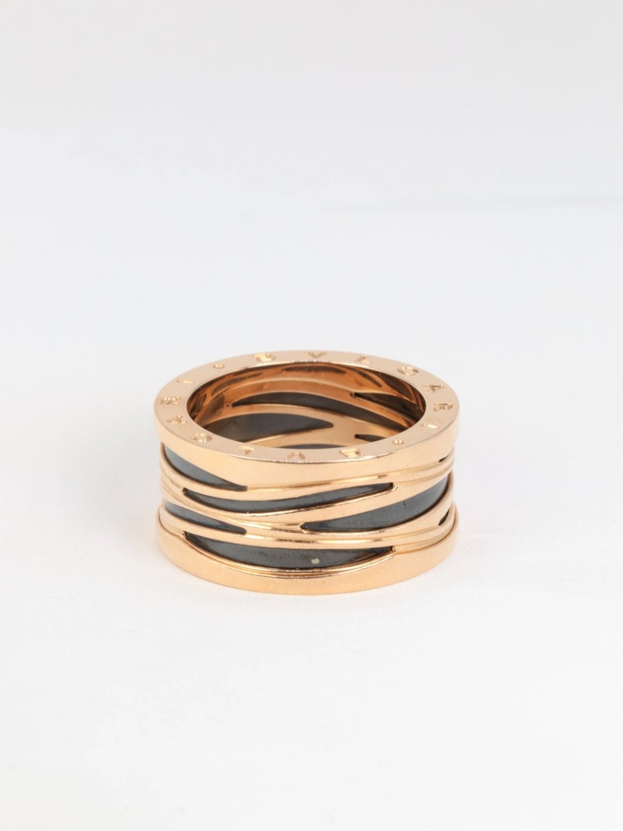 BULGARI - Bague B.zero1 Design Legend Z. HADID Genderless, or rose et céramique - Castafiore