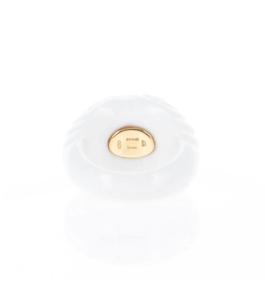 Bulgari Chandra Porcelain Blue Topaz Gold Ring - Castafiore