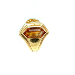 Bulgari Citrine 18 Karat Yellow Gold Hexagonal Clip on Earrings - Castafiore