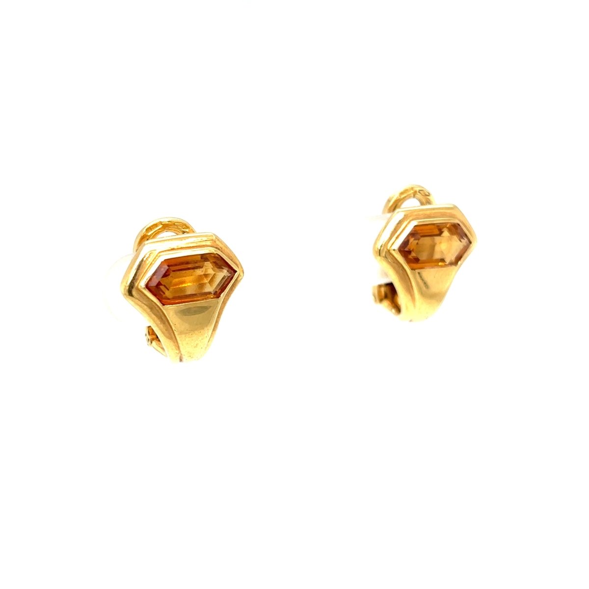 Bulgari Citrine 18 Karat Yellow Gold Hexagonal Clip on Earrings - Castafiore