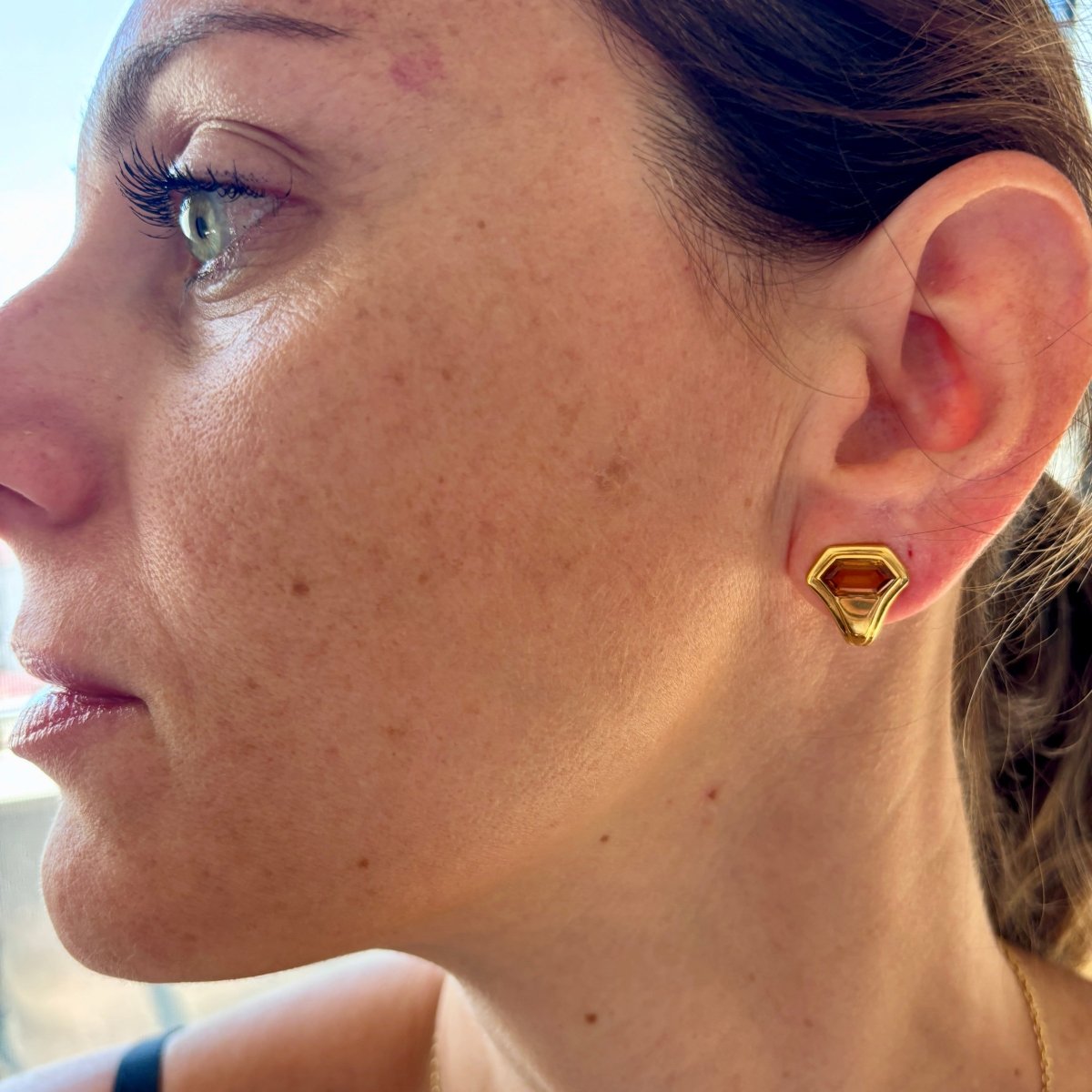 Bulgari Citrine 18 Karat Yellow Gold Hexagonal Clip on Earrings - Castafiore