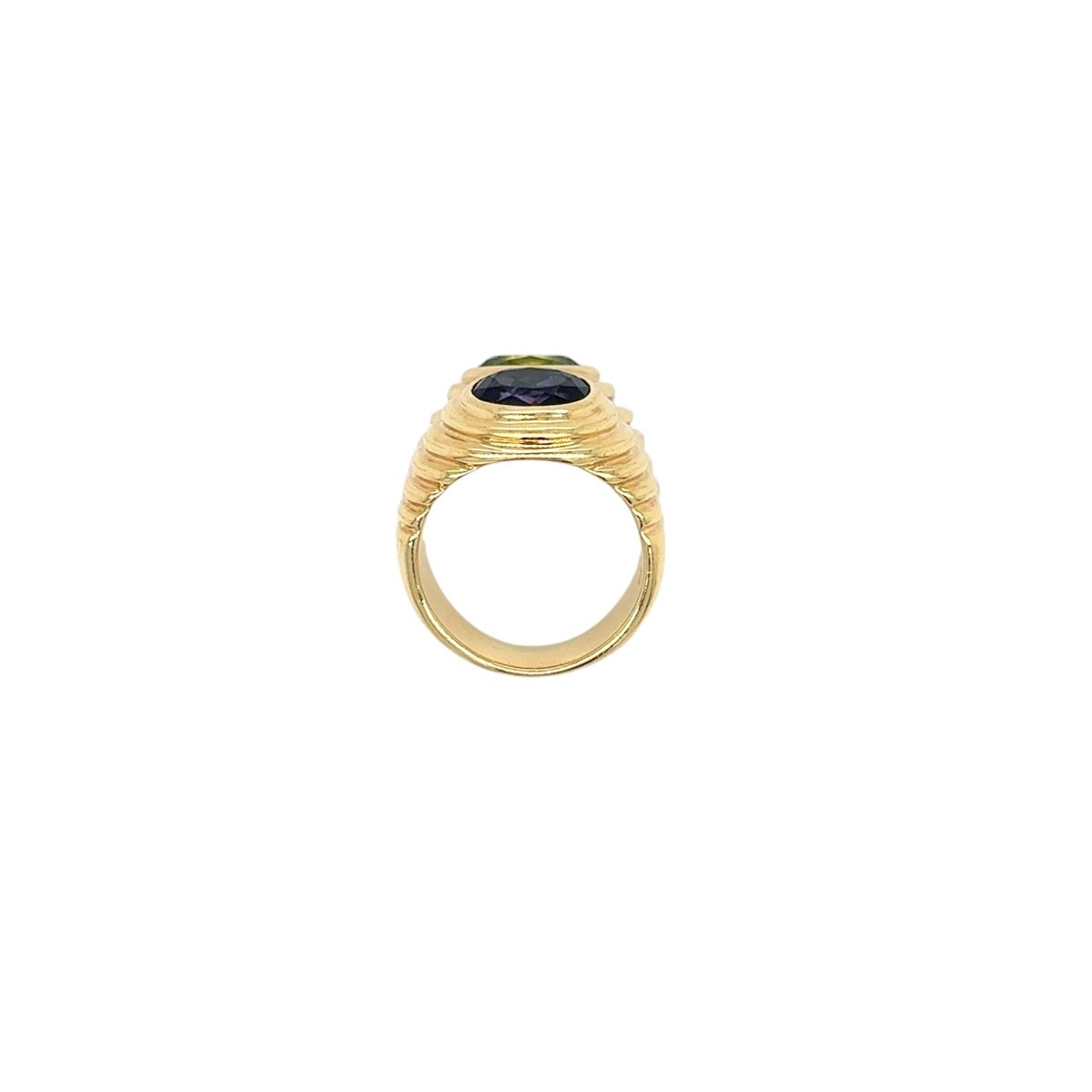 Bulgari Doppio Baccellato Blue Iolite & Peridot Gold Ring - Castafiore