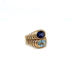Bulgari Doppio Baccellato Blue Topaz & Iolite Gold Ring - Castafiore