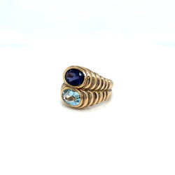 Bulgari Doppio Baccellato Blue Topaz & Iolite Gold Ring - Castafiore