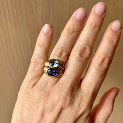 Bulgari Doppio Baccellato Blue Topaz & Iolite Gold Ring - Castafiore