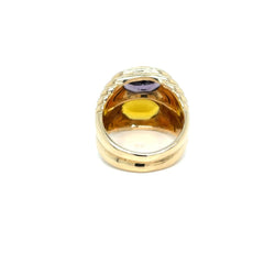 Bulgari Doppio Baccellato Citrine & Amethyst Gold Ring - Castafiore