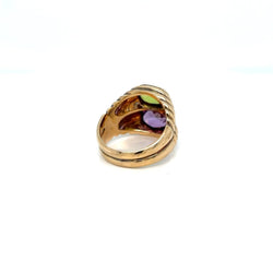 Bulgari Doppio Baccellato Peridot & Amethyst Gold Ring - Castafiore