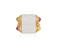 Bulgari Doppio Chandra Porcelain Tourmaline Peridot Gold Ring - Castafiore