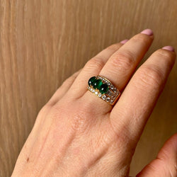 Bulgari Emerald Diamond Trombino Gold ring, CA. 1970s - Castafiore