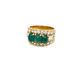 Bulgari Emerald Diamond Trombino Gold ring, CA. 1970s - Castafiore