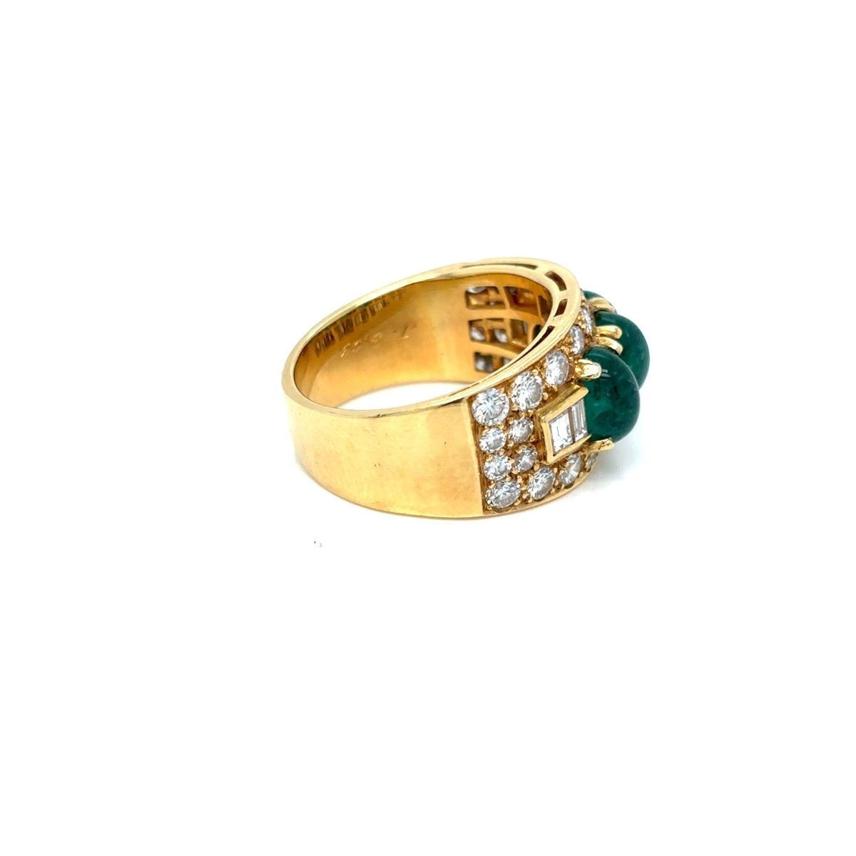 Bulgari Emerald Diamond Trombino Gold ring, CA. 1970s - Castafiore