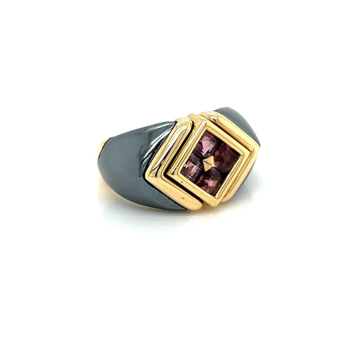 Bulgari Hematite & Tourmaline Gold Ring - Castafiore