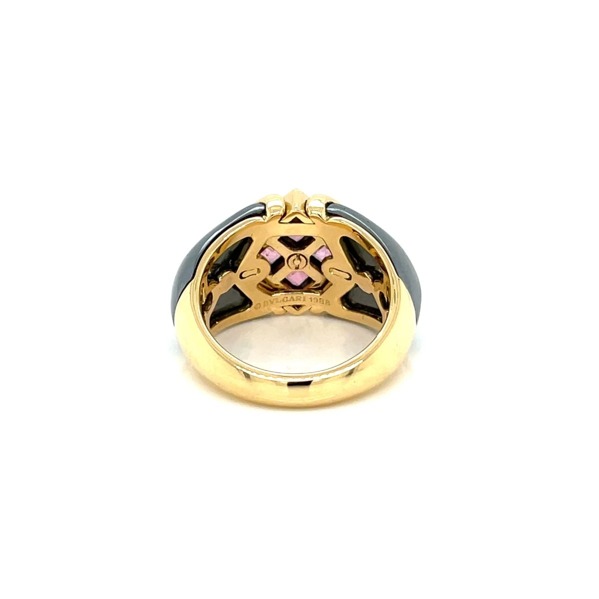 Bulgari Hematite & Tourmaline Gold Ring - Castafiore