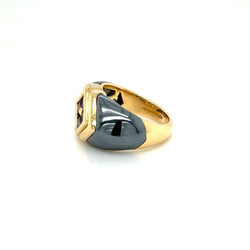 Bulgari Hematite & Tourmaline Gold Ring - Castafiore