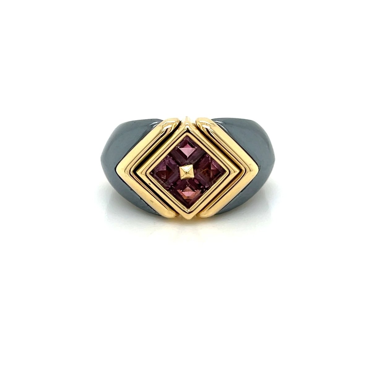Bulgari Hematite & Tourmaline Gold Ring - Castafiore