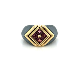 Bulgari Hematite & Tourmaline Gold Ring - Castafiore