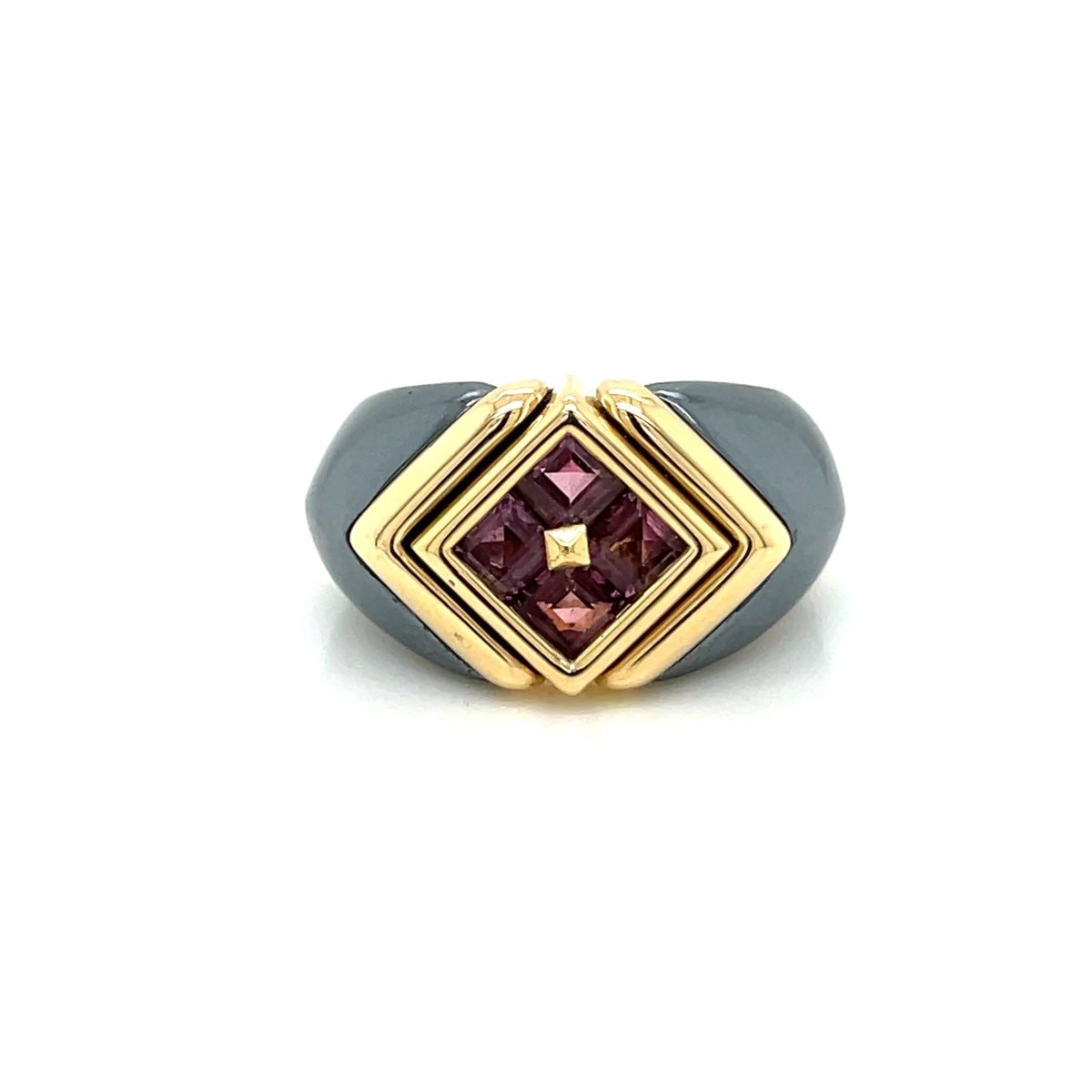 Bulgari Hematite & Tourmaline Gold Ring - Castafiore