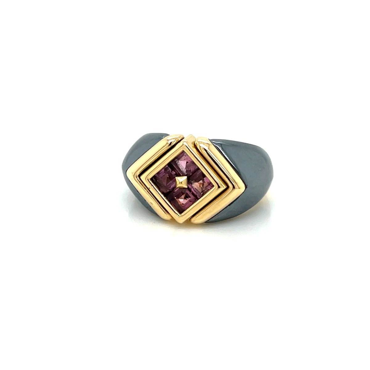 Bulgari Hematite & Tourmaline Gold Ring - Castafiore