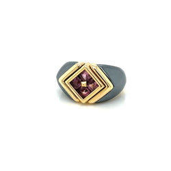 Bulgari Hematite & Tourmaline Gold Ring - Castafiore