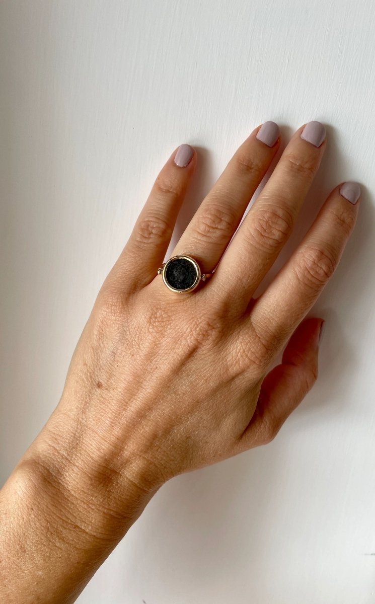 Bulgari Monete Ancient Coin Gold Flip Ring - Castafiore