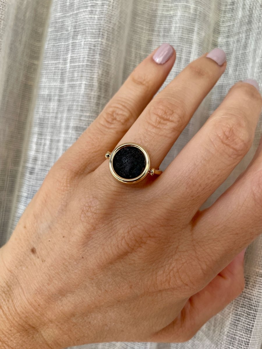 Bulgari Monete Ancient Coin Gold Flip Ring - Castafiore