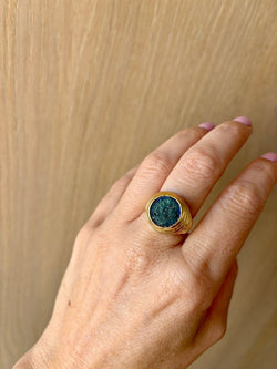 Bulgari "Monete" Ancient Emperor Contstans Copper Coin Gold Ring - Castafiore