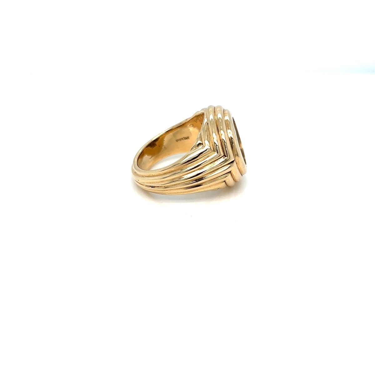 Bulgari Monete Ancient Silver M. Porcius Cato, Quinario, Roma, 89 a.C. Gold Ring - Castafiore