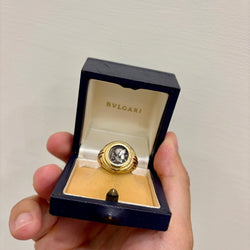Bulgari Monete Ancient Silver M. Porcius Cato, Quinario, Roma, 89 a.C. Gold Ring - Castafiore