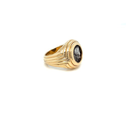 Bulgari Monete Ancient Silver M. Porcius Cato, Quinario, Roma, 89 a.C. Gold Ring - Castafiore