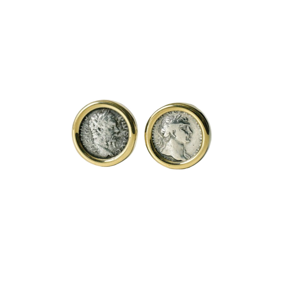 Bulgari Monete Gold Rare Ancient Silver Coin Earrings - Castafiore