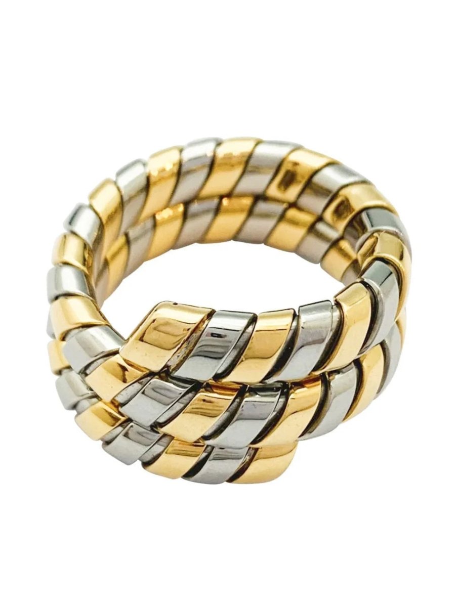 Bulgari Serpenti Tubogas Ring in 18k Yellow Gold and Steel, 1980s - Castafiore