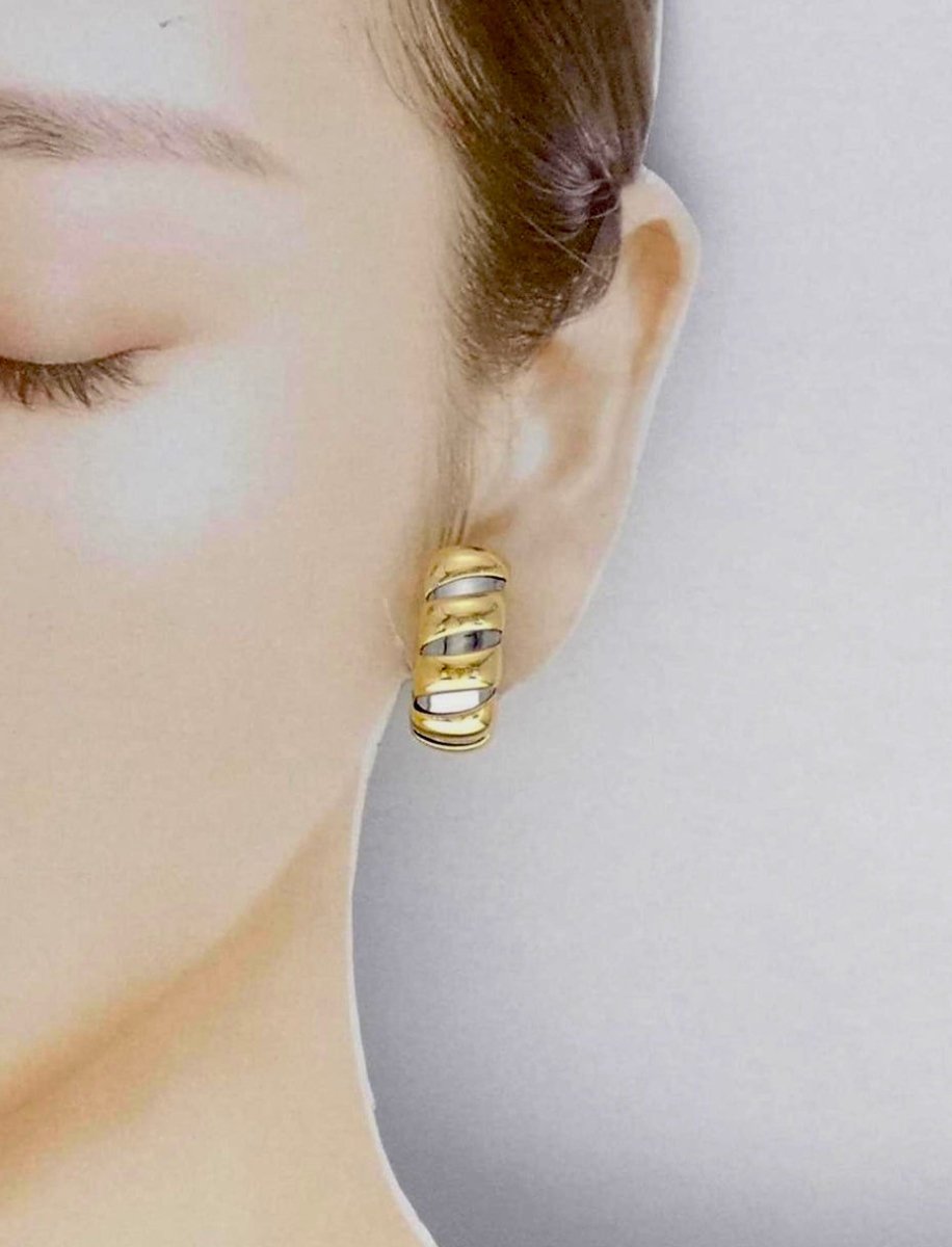 Bulgari Tubogas Gold Stainless Steel Hoop Earrings - Castafiore