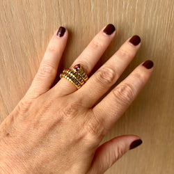 Bulgari Tubogas Serpenti Tourmaline 18k Yellow Gold 3 - Row Ring - Castafiore