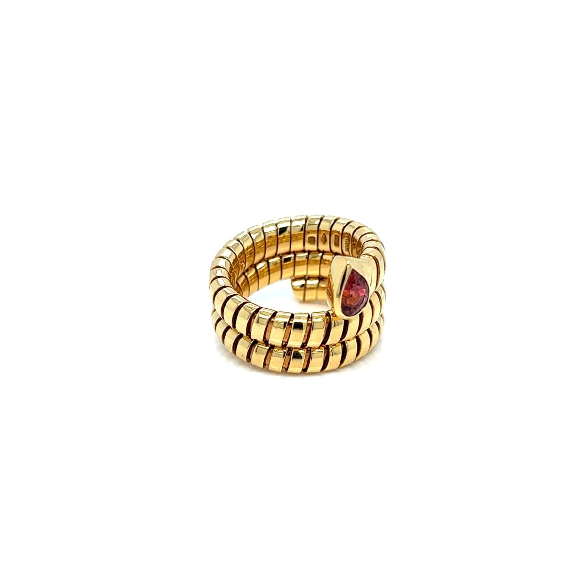 Bulgari Tubogas Serpenti Tourmaline 18k Yellow Gold 3 - Row Ring - Castafiore