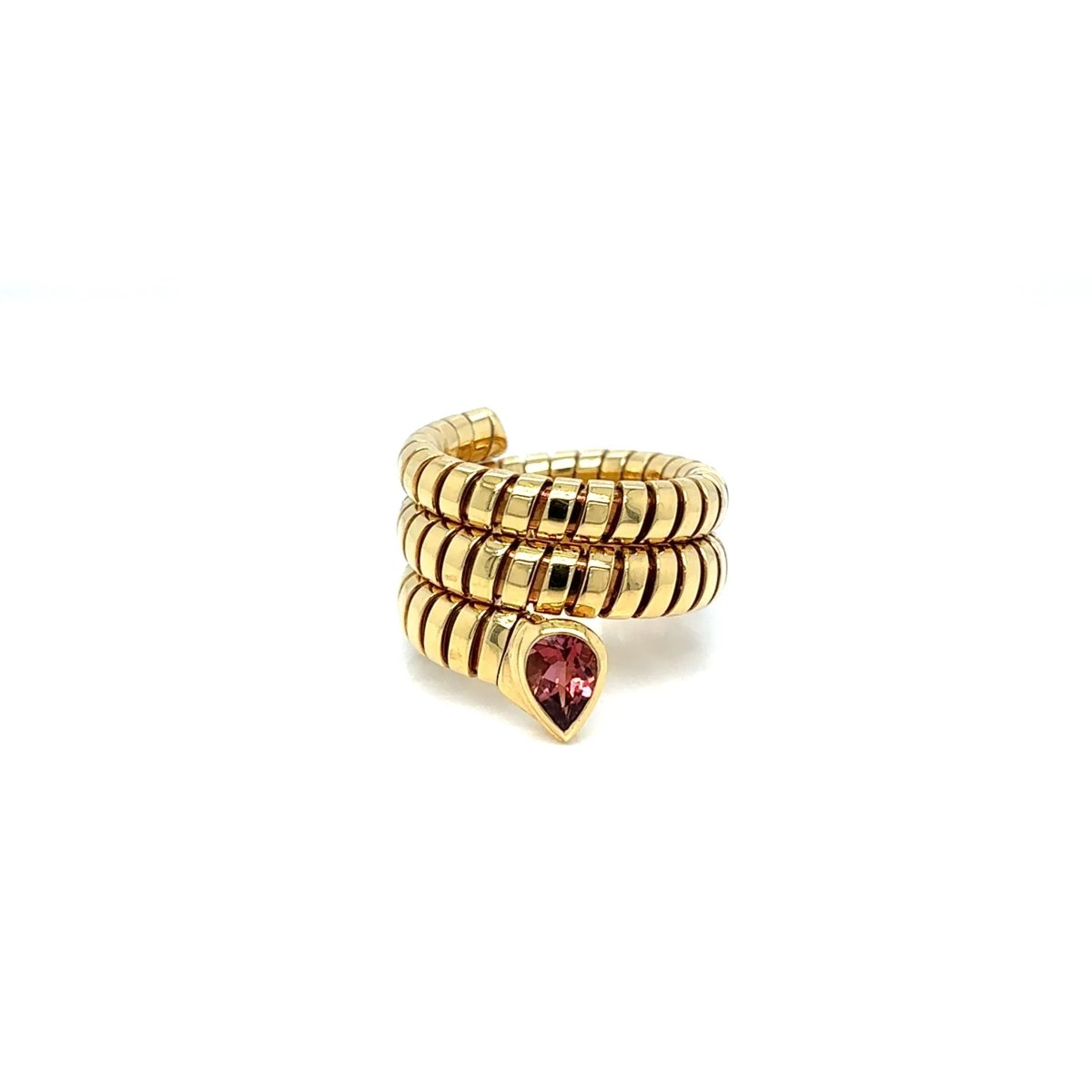 Bulgari Tubogas Serpenti Tourmaline 18k Yellow Gold 3 - Row Ring - Castafiore