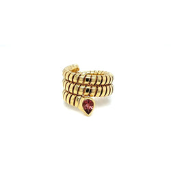 Bulgari Tubogas Serpenti Tourmaline 18k Yellow Gold 3 - Row Ring - Castafiore