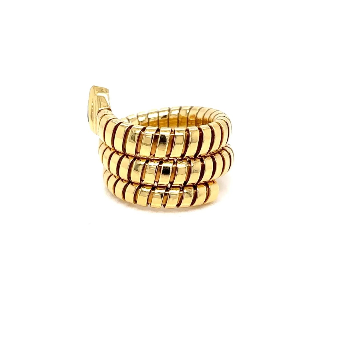 Bulgari Tubogas Serpenti Tourmaline 18k Yellow Gold 3 - Row Ring - Castafiore