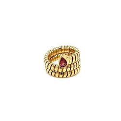 Bulgari Tubogas Serpenti Tourmaline 18k Yellow Gold 3 - Row Ring - Castafiore