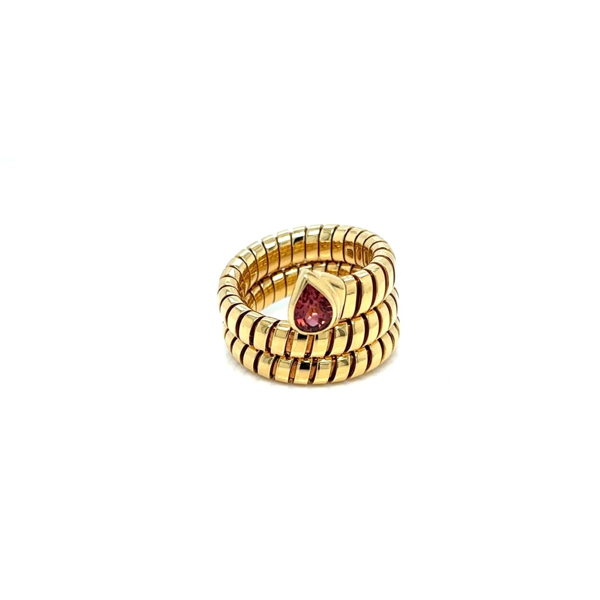 Bulgari Tubogas Serpenti Tourmaline 18k Yellow Gold 3 - Row Ring - Castafiore