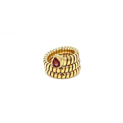 Bulgari Tubogas Serpenti Tourmaline 18k Yellow Gold 3 - Row Ring - Castafiore