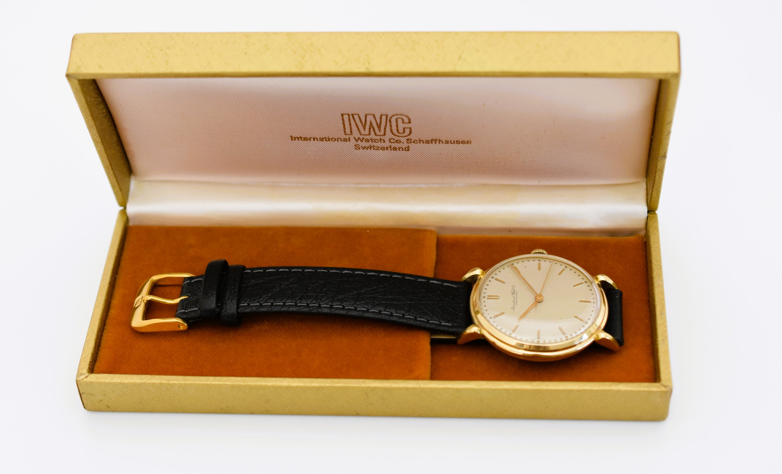 Montre IWC en or jaune et cuir