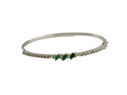 Bracelet Jonc en or blanc, émeraudes et diamants